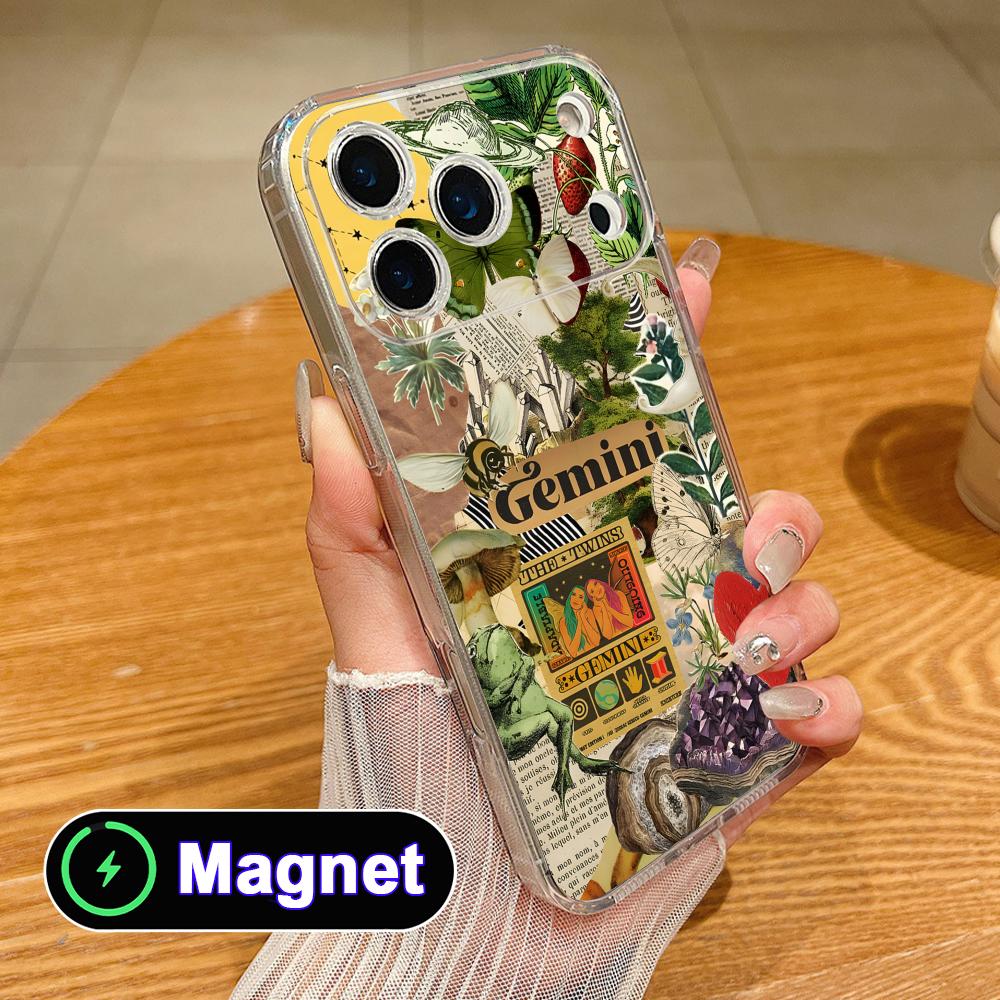 Zodiac Sign Gemini Phone Case for iPhone 17 16 15 14 13 12 11 Air Pro Max Plus Mini Soft TPU Clear Magsafe Cover