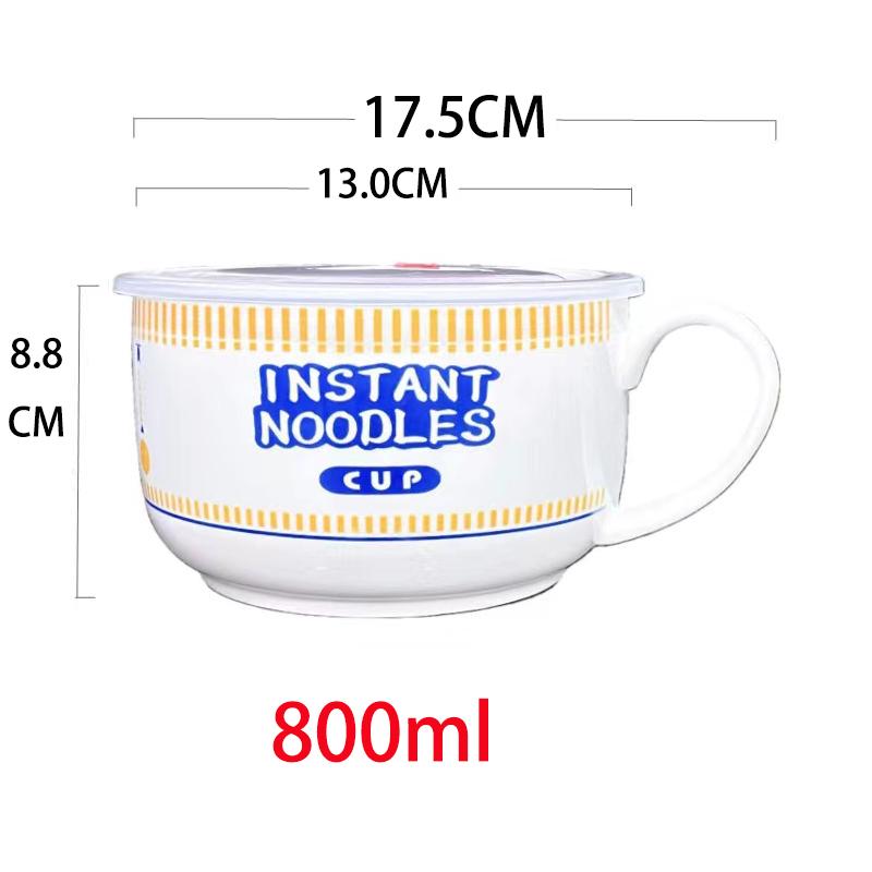 מכסה יצירתיות קרמיקה קערת דייסה לאטריות אינסטנט חדר מעונות סטודנטית משרד סטודנט קערת מרק גדולה במיוחד כוס יפנית קערת ארוחת צהריים ספל