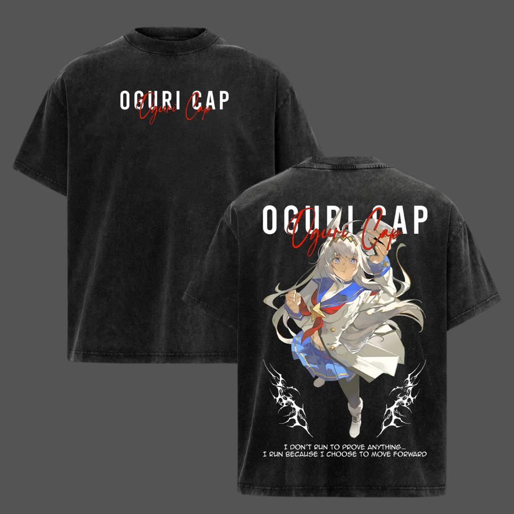 Limited Oguri Cap Acid Washed T-Shirt Uma Musume Pretty Derby Anime Vintage Tee
