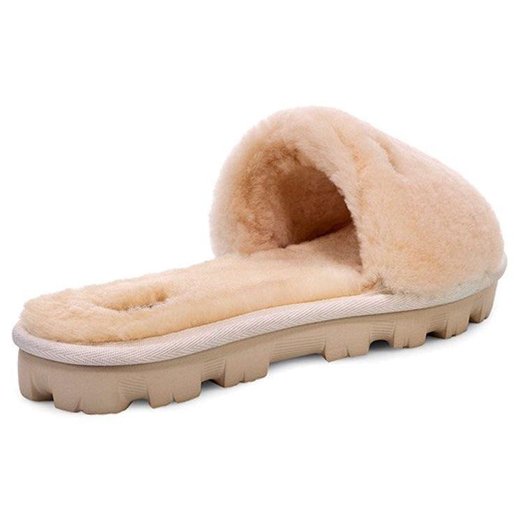 UGG Soft And Comfortable Rubber Sole Non-Slip Antibacterial Slide Sandals Women Footwear Natural 1100892-NAT