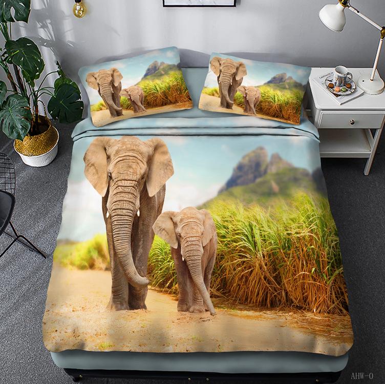 Bohemian animal elephant series quilt cover three-piece 3D digital bedding