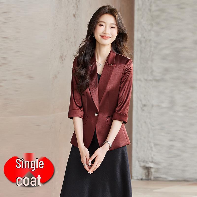 Women's Petite Acetate Satin Blazer & Dress Set - Spring 2026 Collection