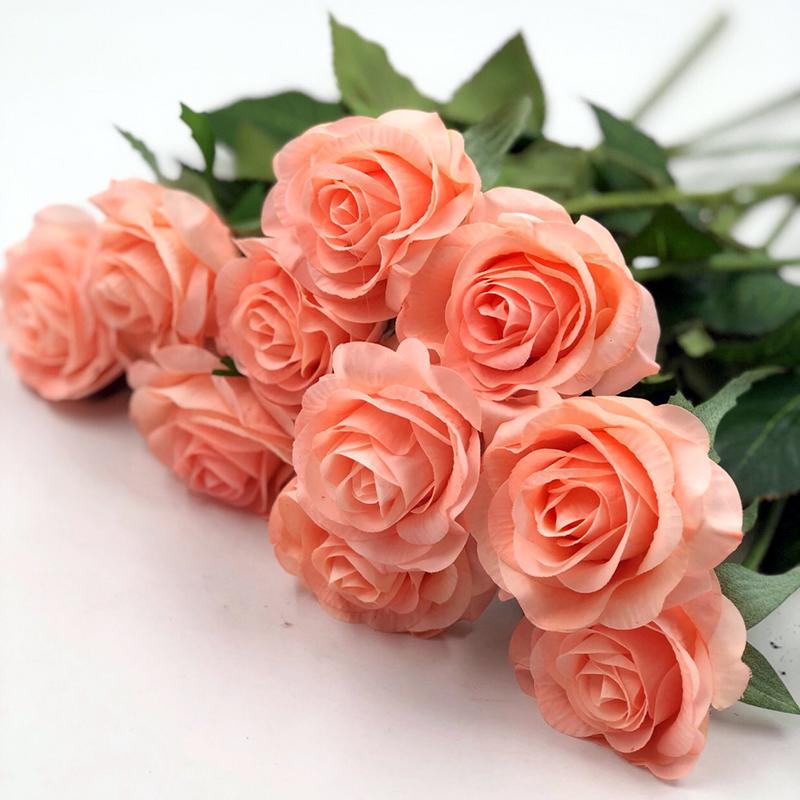 10Pcs Artificial Latex Roses Real Touch Flowers For Wedding Bridal Bouquet Home Decoration