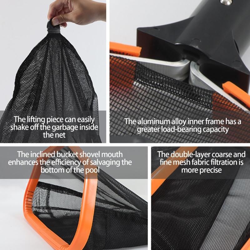 Light Weight Easy Connection Pool Net Large Capacity Pool Net Deeper Pond Leaves Cleaning Net Pool Accessories Easy Use