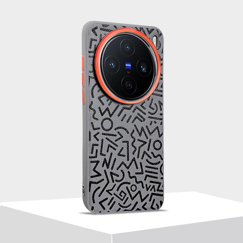 

Magnetic Phone Case for Vivo X300 Pro Geometric Graffiti Painted Leather Cover for Vivo X200 Ultra X200 Pro Mini iQOO 15 13 Z10t vivo iQOO 13
