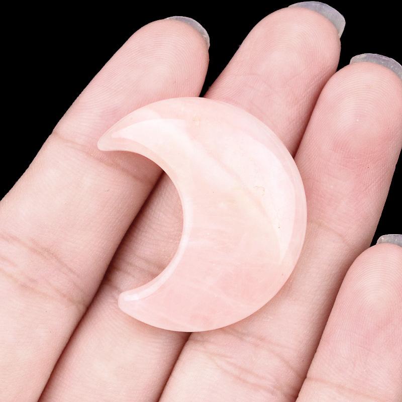 1pc Moon Shaped Worry Stones Natural Carved Gemstones Chakra Balancing Reiki Healing Crystals Home Decor Gifts