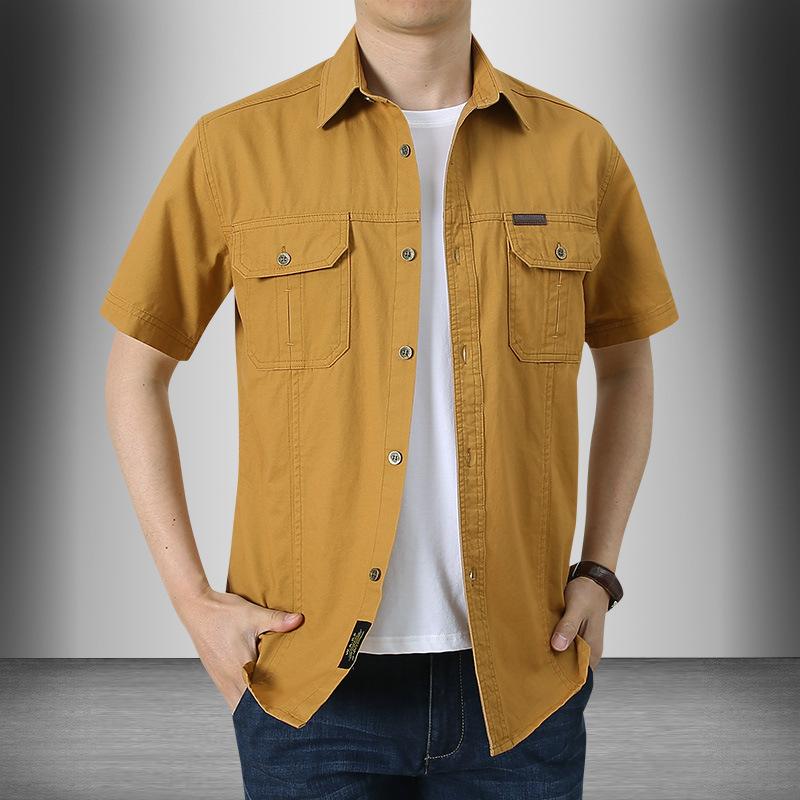 Camicia estiva casual a maniche corte Tide Big Yards Camicia militare da uomo ampia e sottile da uomo, comoda e resistente