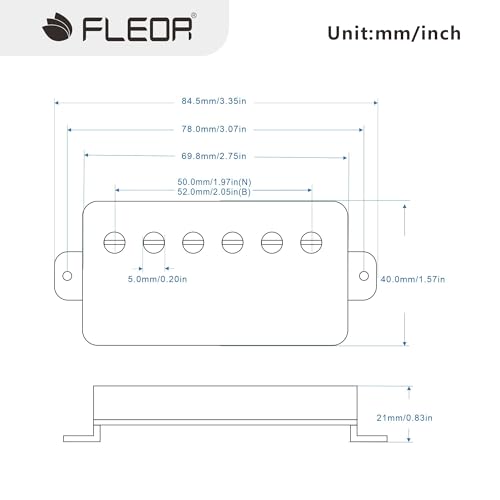 FLEOR Alnico5 Guitar Humbucker Pickup, 4-Wire Neck and Bridge Pickup Set, Chrome Fit, LP Style, Guitar Pickup Parts