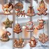 12Pcs Christmas Wooden Pendants Gingerbread Man Xmas Tree Hanging Ornaments Home Party Christmas Decor Navidad New Year Gifts 7