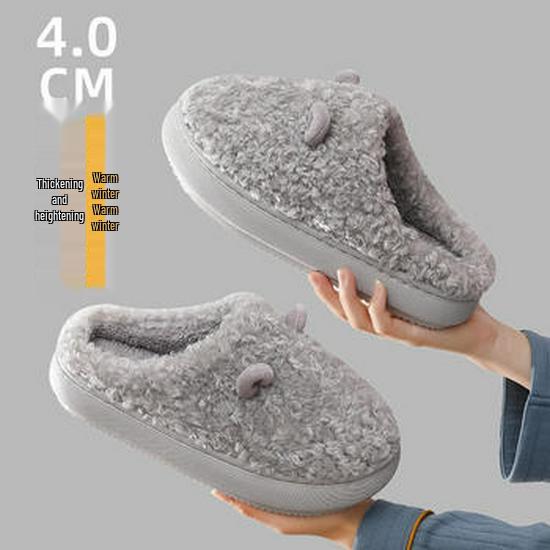 Men's Waterproof Non-slip Indoor Fur Slippers - Warm Down Cotton, Thick-Soled