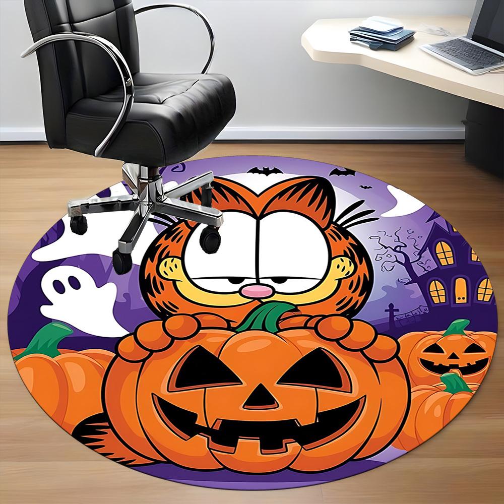 1 Stück Garfield Halloween Büro Runder Teppich, Unter Bürostühlen Schlafzimmer Wohnzimmer Heimdekoration a0926027