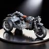 Vintage Cruiser Motorrad Baustein Set, Mechanisches Motorrad Modellbausatz mit Kettenantrieb und Federungssystem, Sammlerstück