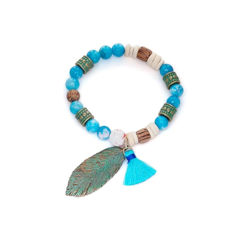 

Women s Men s Beaded Tassel Blue Fashion Mix Bracelet A20258_Blue
