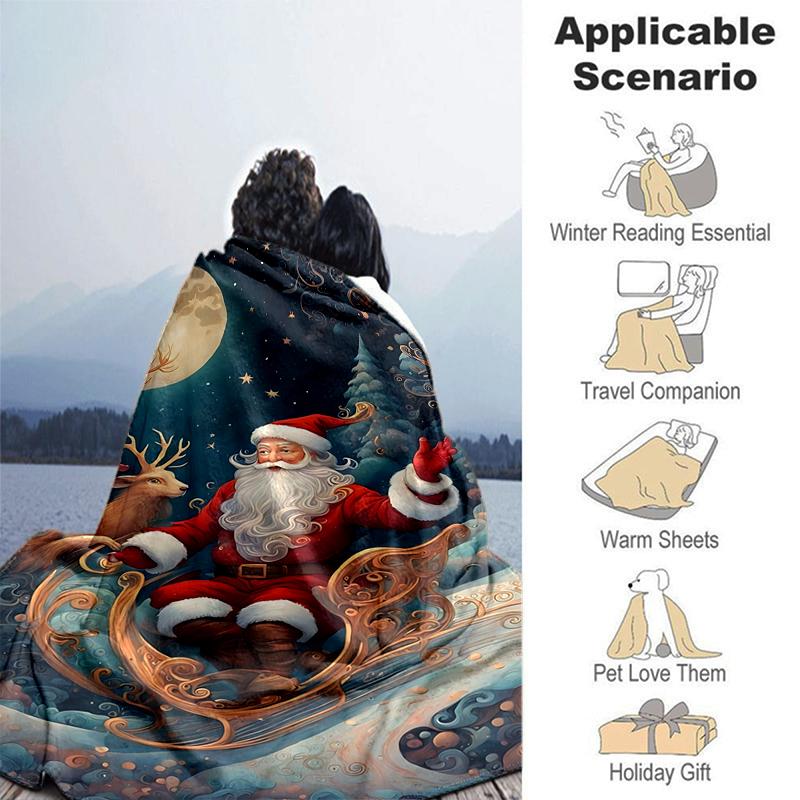 1Pc Santa Claus Moonlight Blanket Soft And Comfortable Casual Warm Camping Travel Christmas Halloween Gift M921245