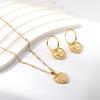 Angel Heart Design Gold Earrings And Necklace Jewelry Set Unique Small Aesthetic Accessories
