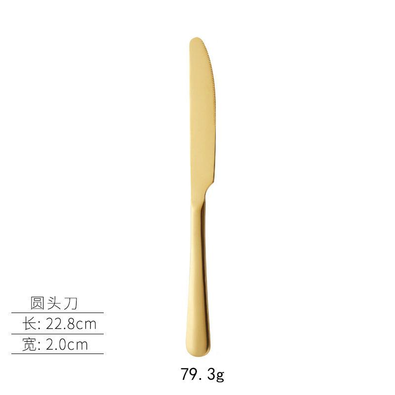 Stainless steel tableware, knives and forks, spoons, western food steak knives and forks, household thickened pointed spoons, round spoons, supplies