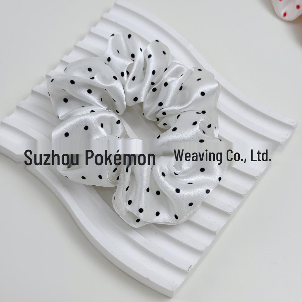 Korean Style Polka Dot Silk Scrunchie - 100% Mulberry Silk, Available in Large, Medium, Small Sizes (19 Momme)