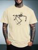 Unisex White Short Sleeve Tee Cool Skateboarding Skeleton Line Graphic Crew Neck Loose Casual Male Street Summer Fashion Tops