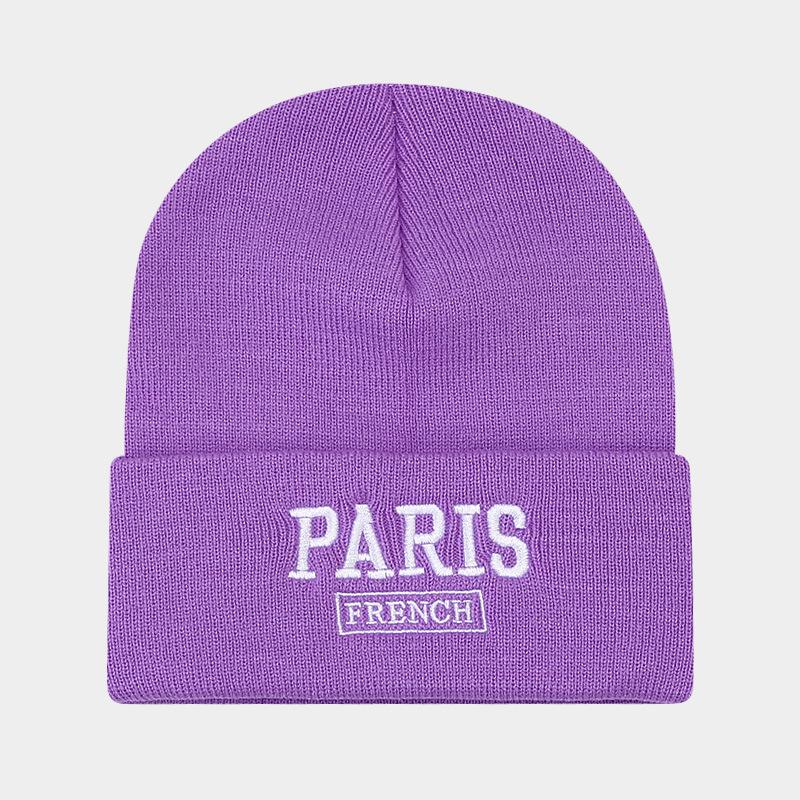 Large Version Knitted Hat Female Face Small Embroidered Letters Wool Pullover Hat Big Head Circumference Street Tide Hat
