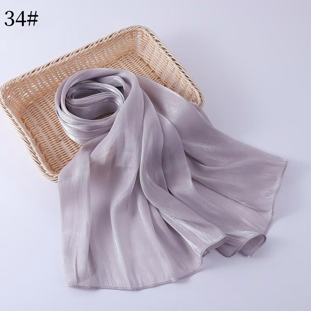35 Colors Women Hijab Scarf Shiny Muslim Long Scarves Light Weight Soft Turban Shawl Organza Satin Shimmer Scarf