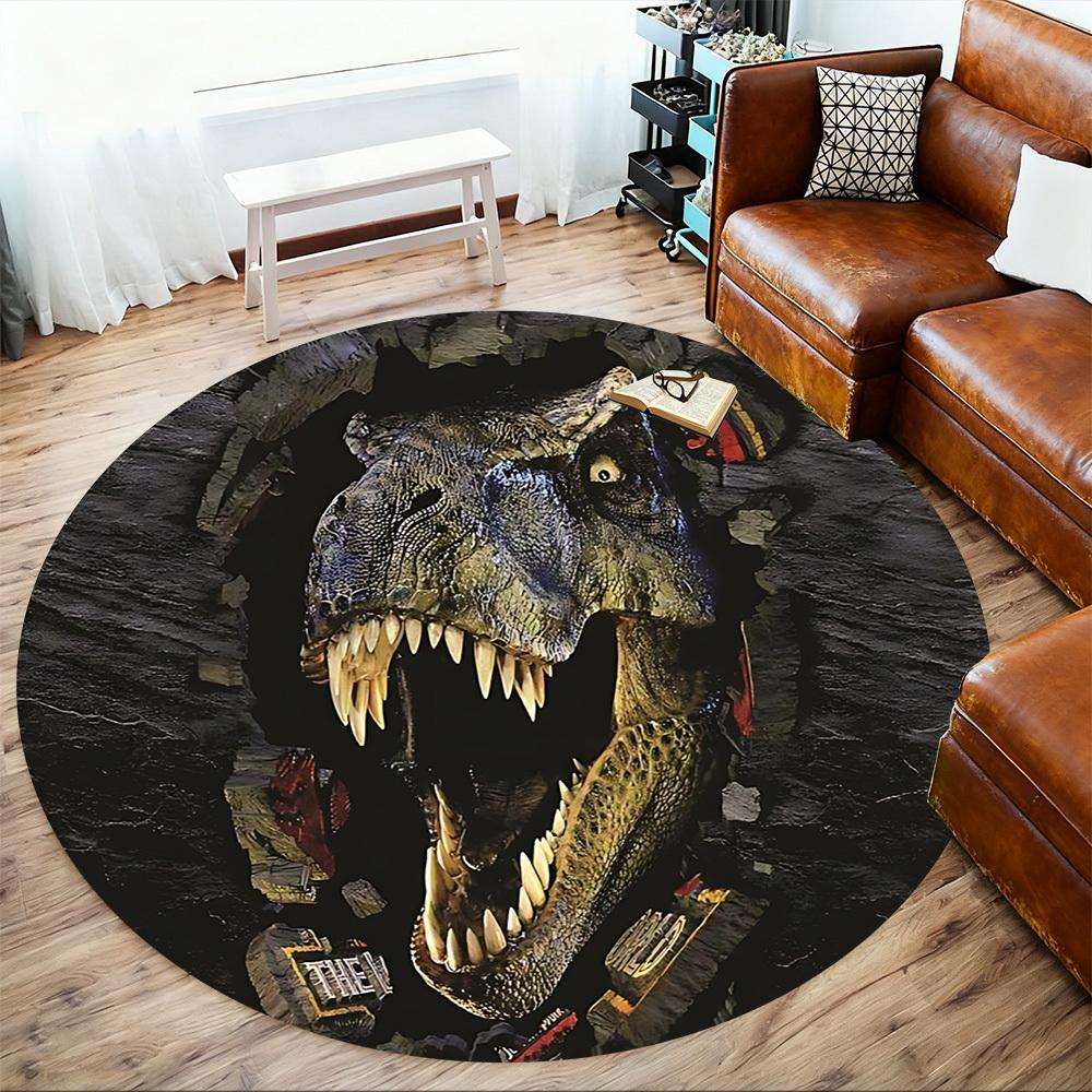 1pc Tyrannosaurus rex, Jurassic Park Round Chair mat Area Rug - Non-Slip, Floor Mat for Office, Bedroom, and Indoor Decor c1125330