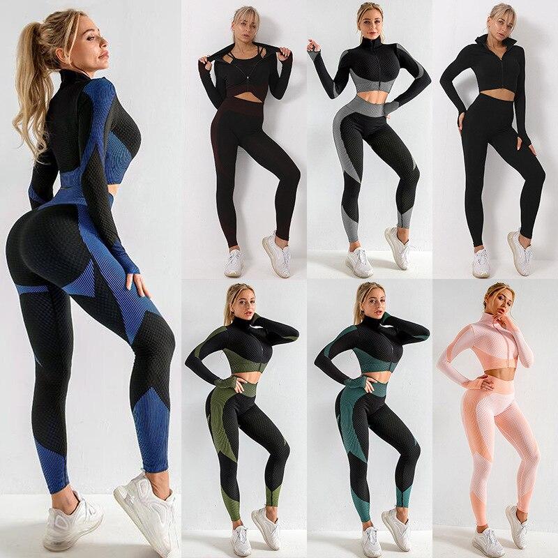 Seamless Vita alta Donne Set yoga Abiti da palestra femminili Indossare  abiti da corsa Tuta da yoga Leggings a maniche lunghe Fitness Sport Wear  acquista in modo economico — spedizione gratuita, recensioni