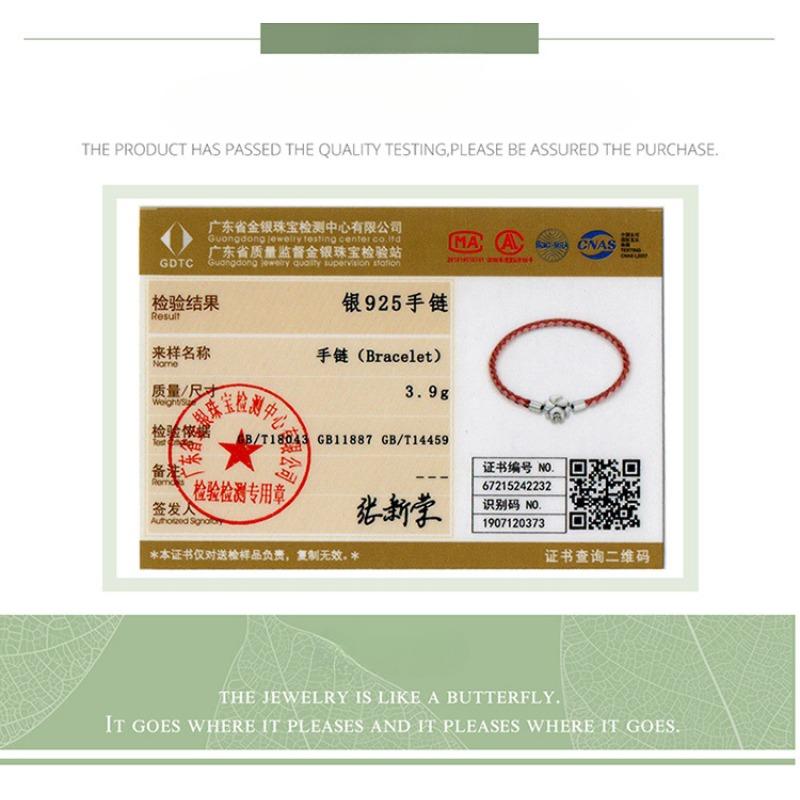 Gradual Change Four-Leaf Clover Leather Base Bracelet, Fashionable Diy925 Sterling Silver Woven Lucky Bracelet