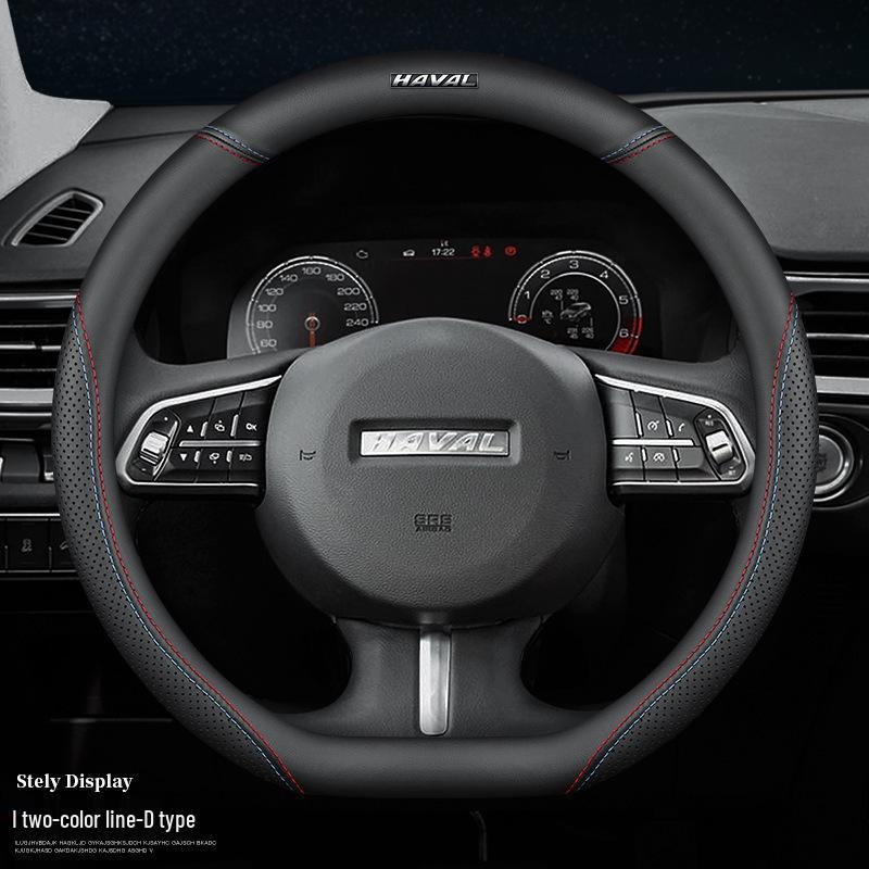 Genuine Leather Steering Wheel Cover for Haval H1-H9, M6 Models