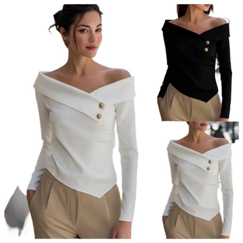 Autumn Elegant One-shoulder Long-sleeved Women's Shirt