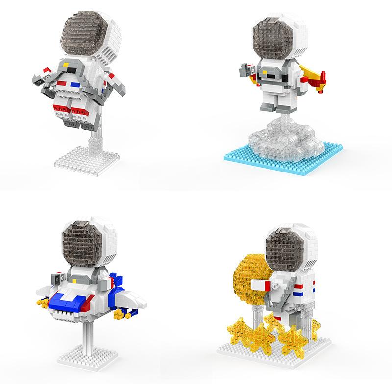 Astronaut Micro Small Particle Micro Drill Building Block Boy Assembling Toy Astronaut Creative Decoration