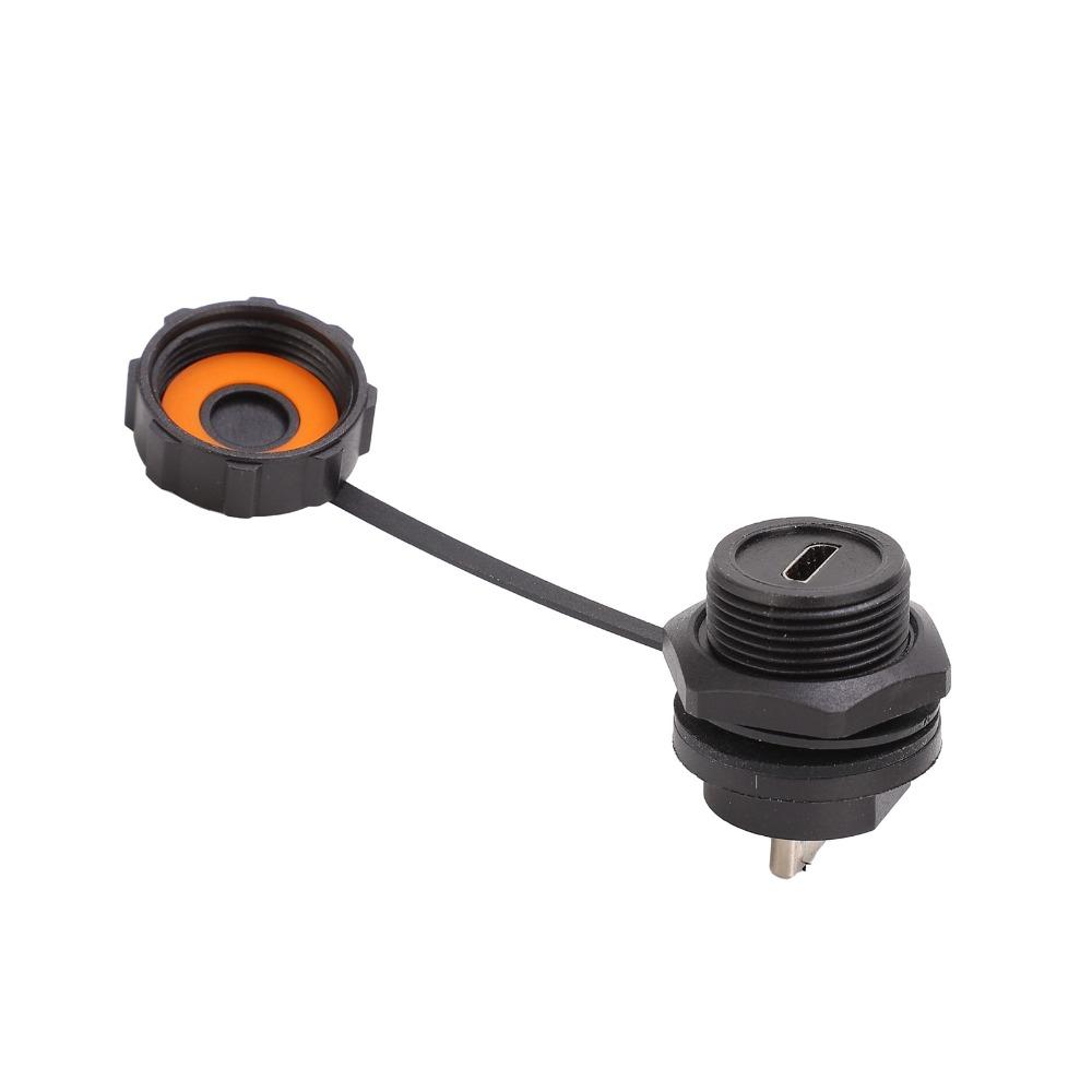 MICRO USB Female Waterproof USB Connector 5/8in-27UNS Threaded with Dust Cover Panel Mount Connector Durable Brass Conductor