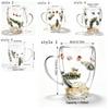 Insulated Double Christmas Glass Cups Exquisite Heat Resistant Beverage Milk Glasses 350ml With Handle Clear Flower Coffee Mug