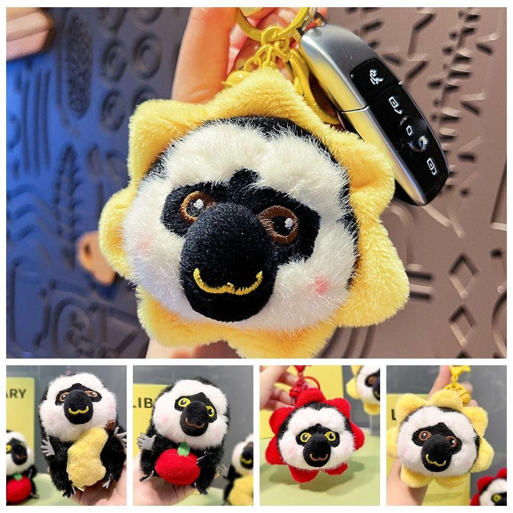 

Fluffy Plush Toy Monkey Pendant Plush Stuffed White-faced Monkey Car Keychain Kids Birthday Gifts Style B