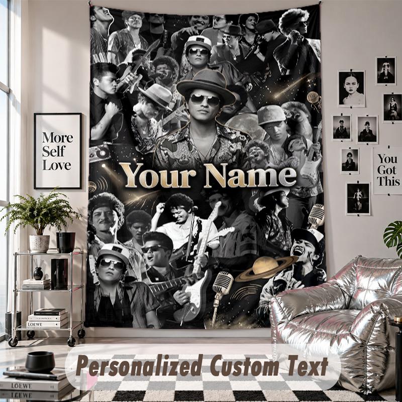 Wandbehang mit individuellem Namen & Text, Bruno Mars Dekorationstextil für das Schlafzimmer