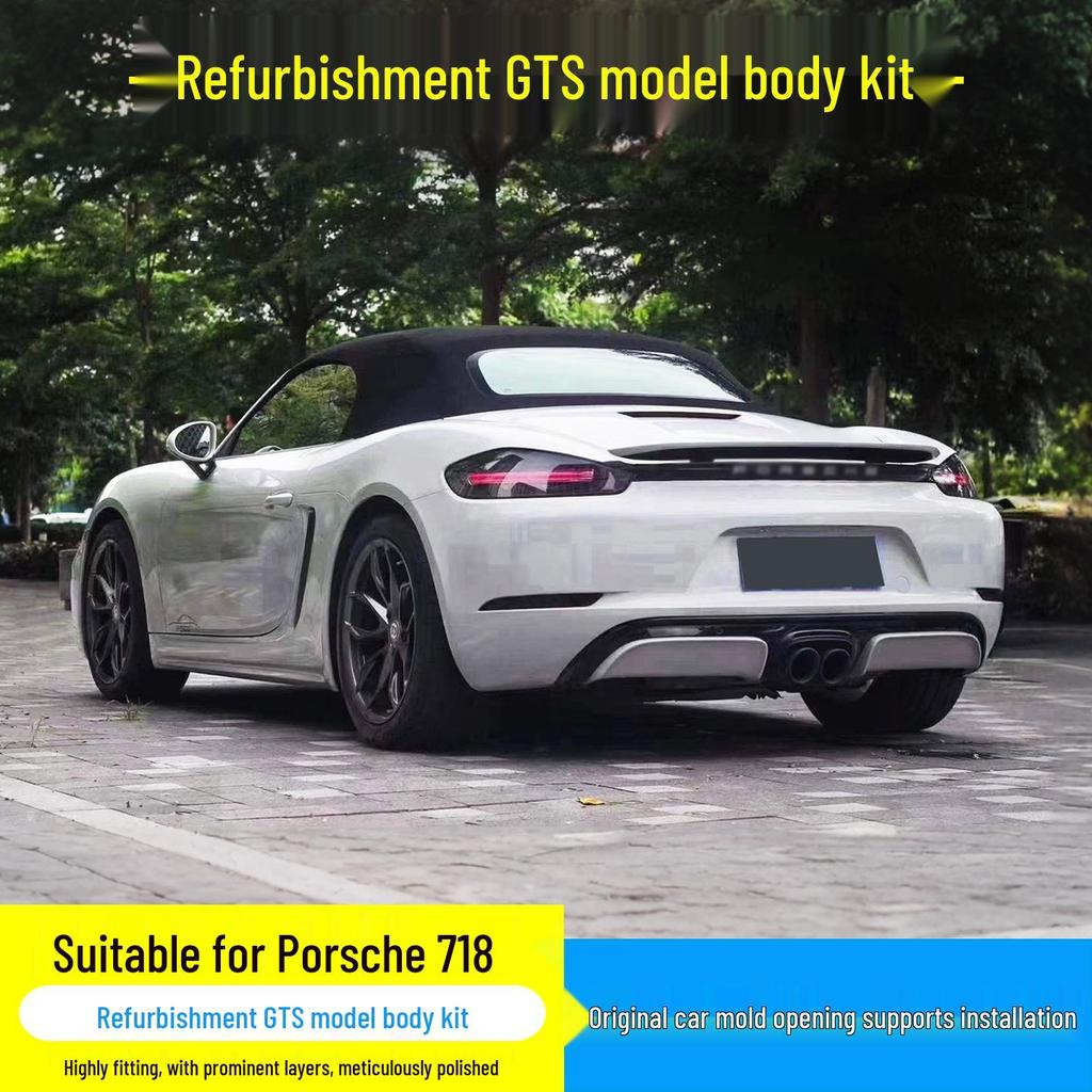 Porsche 718 GTS Front Bumper Assembly & Rear Lip Kit with Tail Light Injection Molded PP