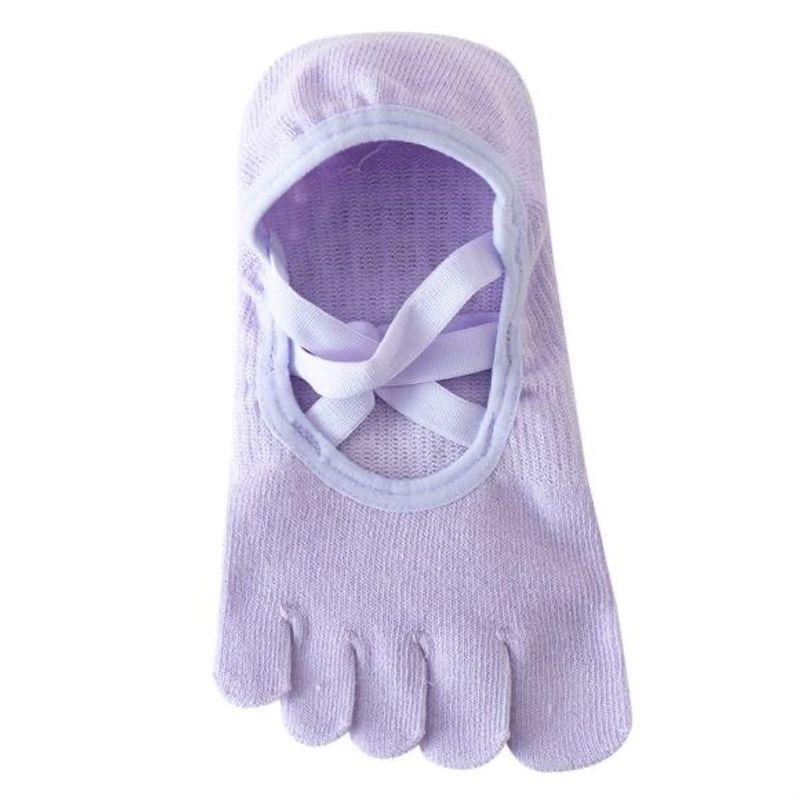 

Foot Bottom Non Slip Yoga Pilates Professional Toe Socks Instep Cross Dance Ankle Sock Split Toe 4 Colors Light purple
