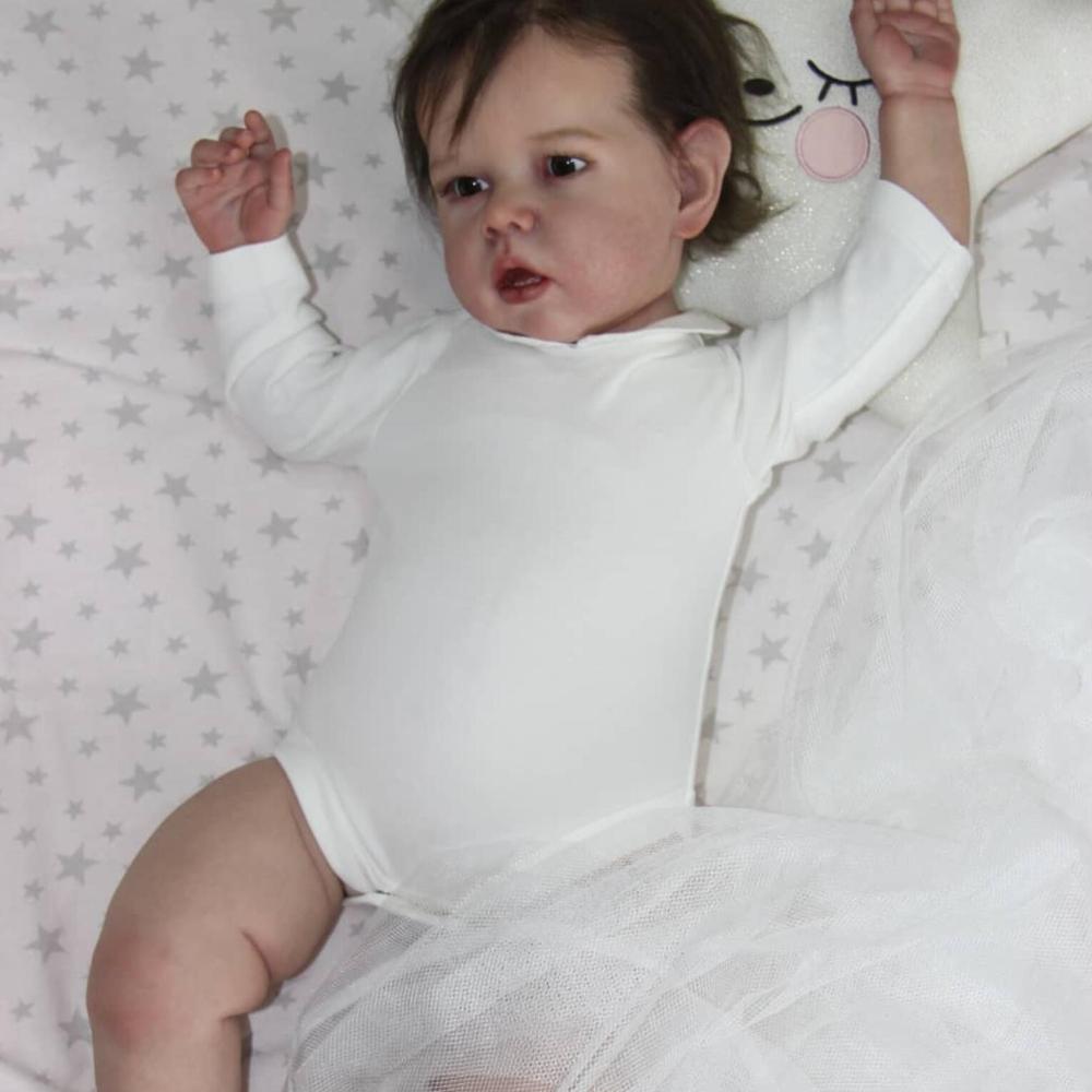 

BZDOLL 70 CM 28inch 3D Skin Hand Made Soft Vinyl Reborn Baby Doll Toy for Girl Realistic Toddler Art Bebe with Vein Vessel Gift cloth body doll