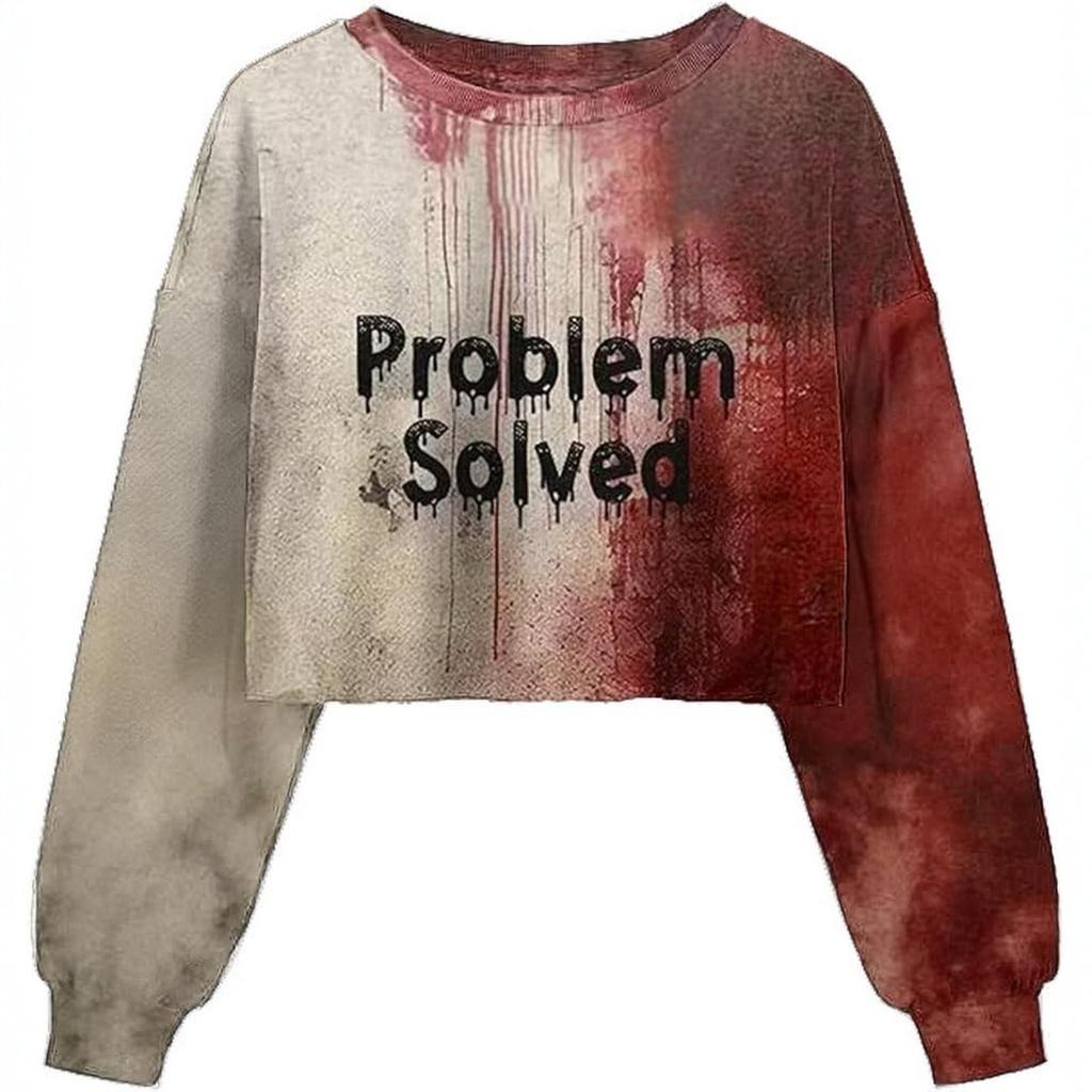 Women's Crop Sweatshirt Fall Halloween Long Sleeve Pullover Sweatshirt
