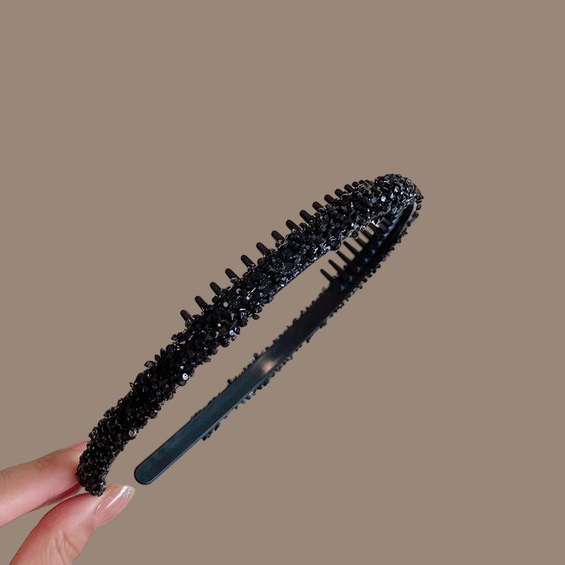 

Роскошные нескользящие обручи для волос со стразами, женские эластичные обручи для волос с зубами для женщин, блестящие обручи для волос, аксессуары Size fits all