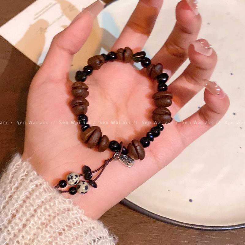 Neuer chinesischer Stil Glückszeichen Kaffeebohnen Perlenarmband Damen Retro Nischenarmband Schmuck