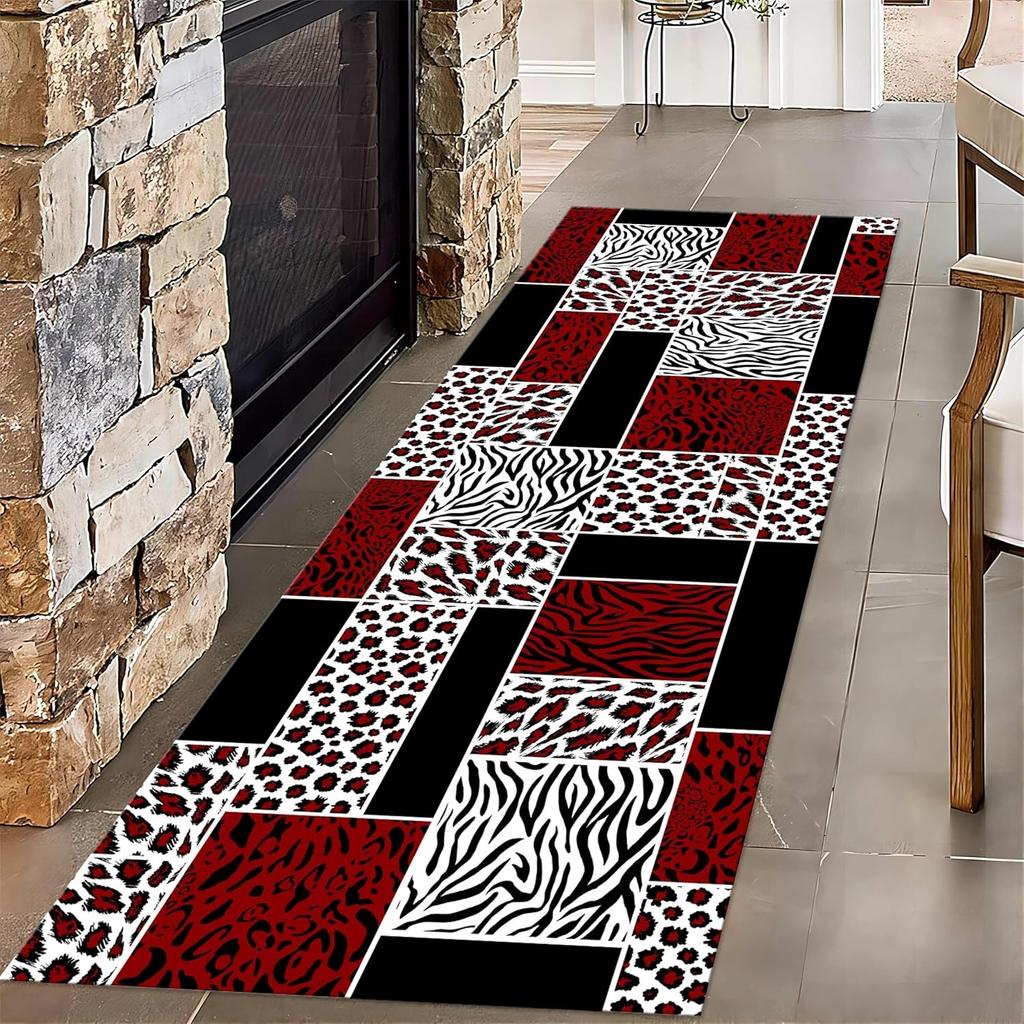 Animal Stripes Runner for Entryway Boho Beige Animal Zebra Print Rugs for Living Room, Wildlife Fur Print Non-Skid Carpets