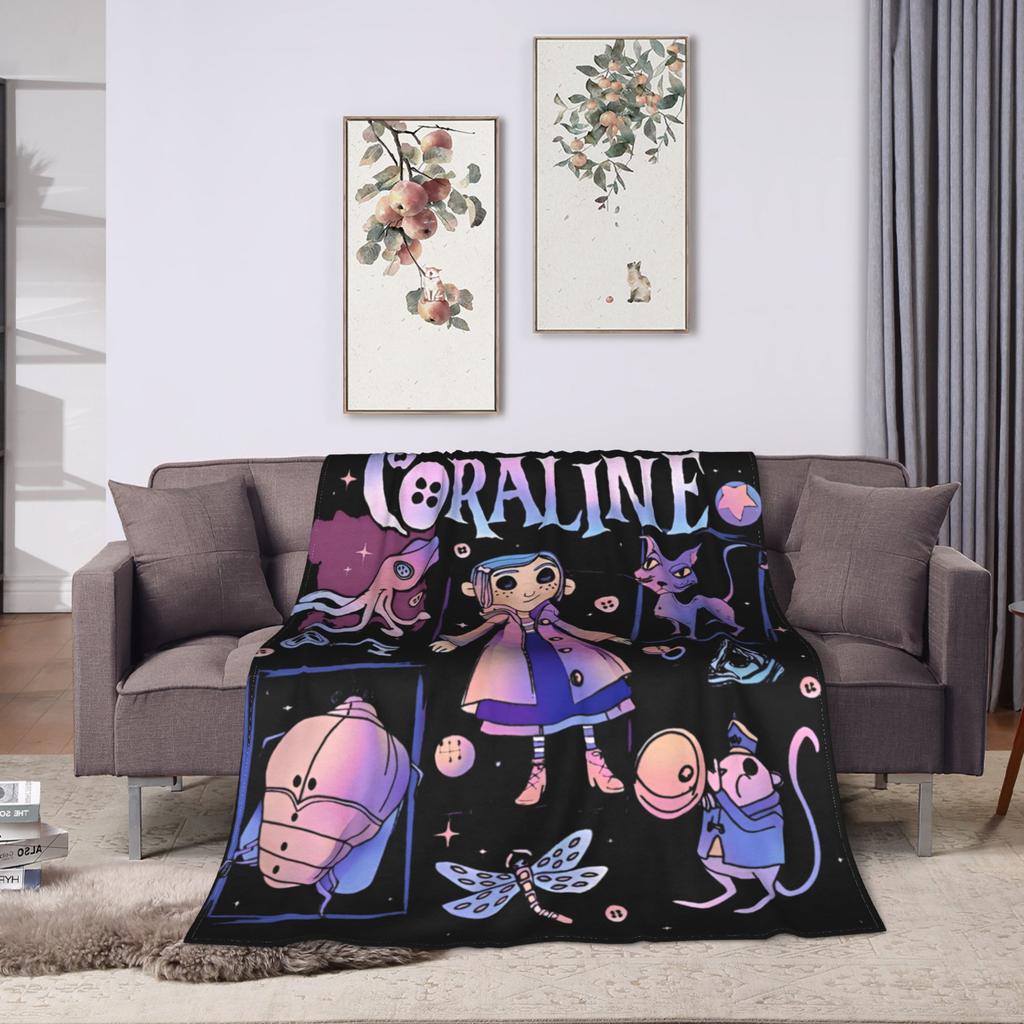 Super Soft BlanketChild Airplane Travel Coralines Throw Blanket Horror Flannel Bedspread For Living Room Comfortable Sofa Cover