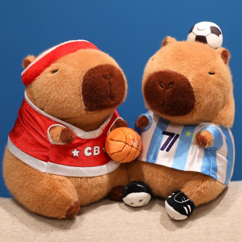 Kawaii Football Basketball Capibala Plush Doll Soft Cute Cartoon Animal Stuffed Toy Home Decor Gifts For Kids