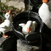 Duck /Squirrel Fountain Ornament Garden Duck Family Statue Outdoor Yard Miniature With Light Garden Decor For Patio Balcony Lawn
