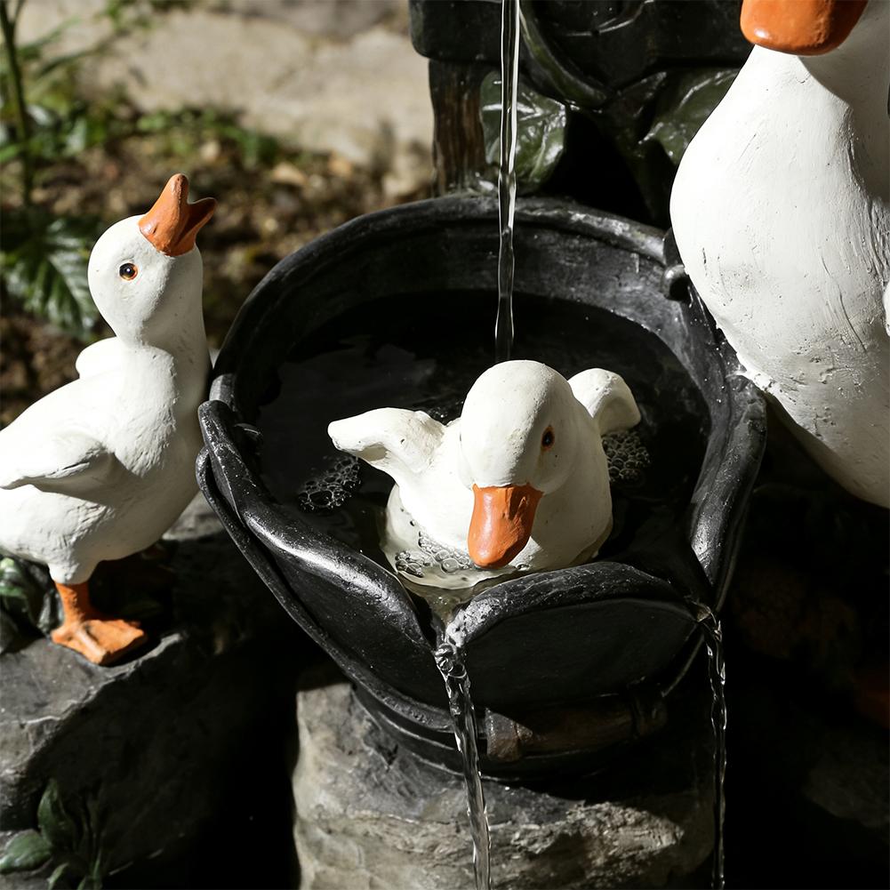 Duck /Squirrel Fountain Ornament Garden Duck Family Statue Outdoor Yard Miniature With Light Garden Decor For Patio Balcony Lawn