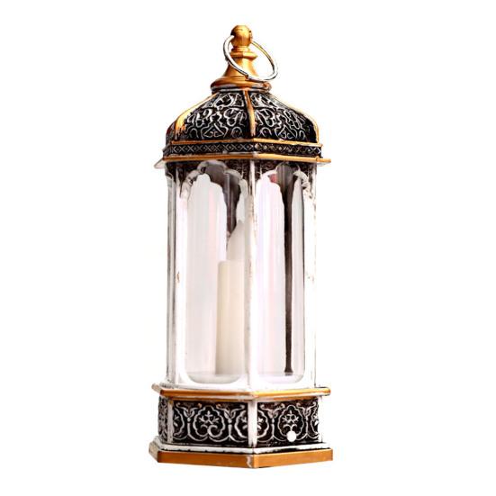 Wind Lantern Six Corners Beautiful Lighting Vintage Christmas LED Candle Lantern Courtyard Decoration