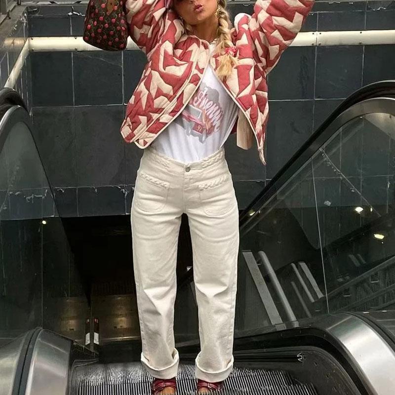 Осенняя элегантная флисовая верхняя одежда на молнии с графическим рисунком — фото 5