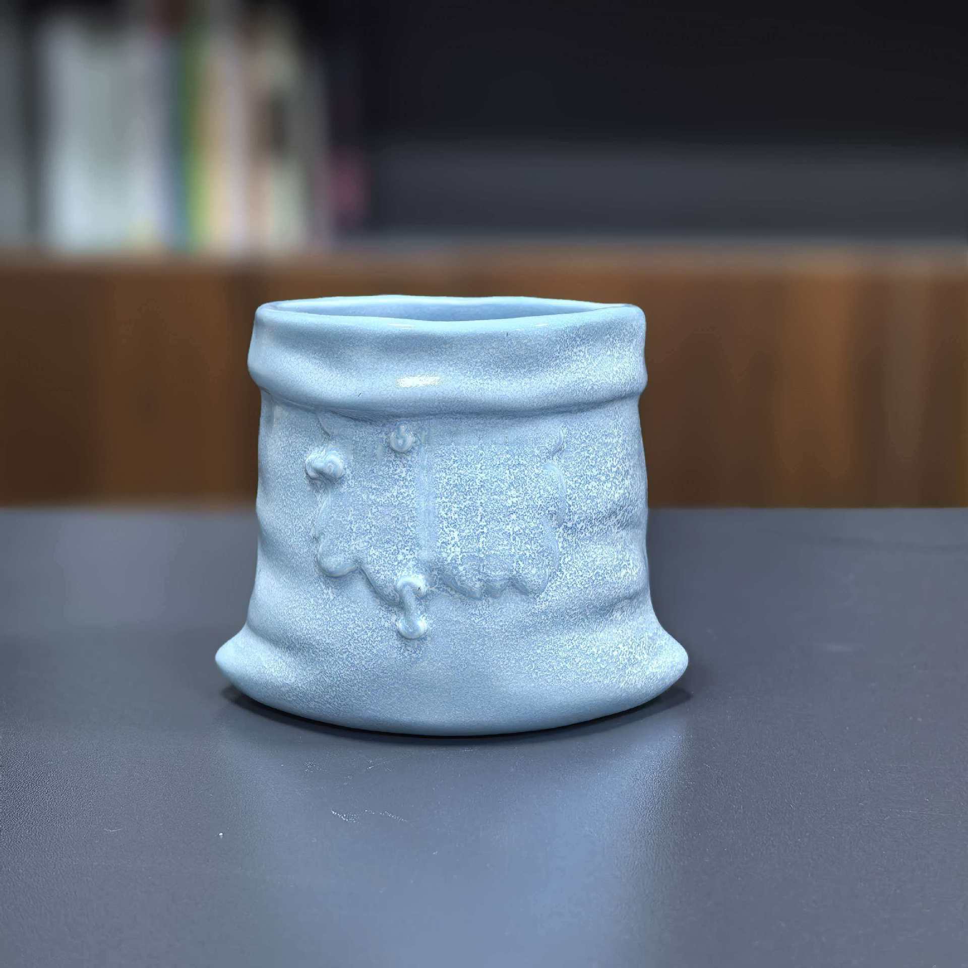 Creative Bag Ceramic Cups Irregular Pleated Bag Drinking Cups Artistic Texture Glazed Ceramic Mug Coffee Table Decoration 400ML