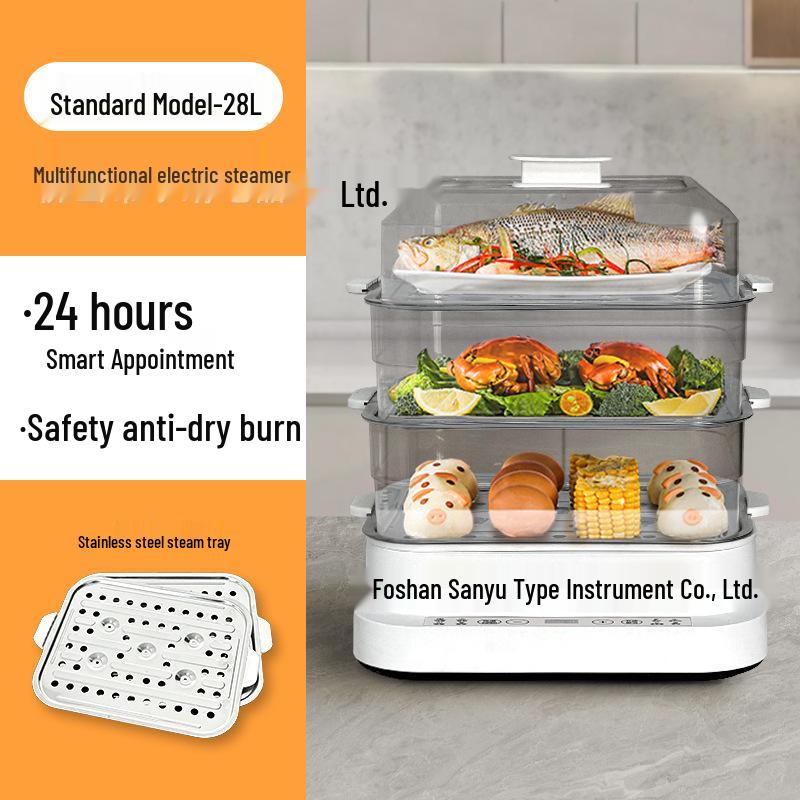 Sencor Multifunctional Three-Layer Electric Steamer with Automatic Power-Off and All-in-One Cooking Capabilities