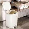 Cream Pedal Trash Can with Lid for Home, Kitchen, Living Room, Bedroom, or Bathroom - Large Capacity Paper Basket.